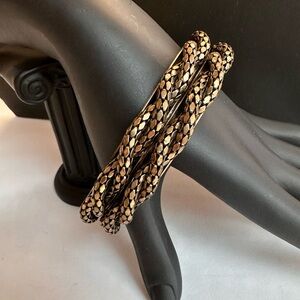 Vintage Snake like gold Rope medal bangle Bracelets 8”